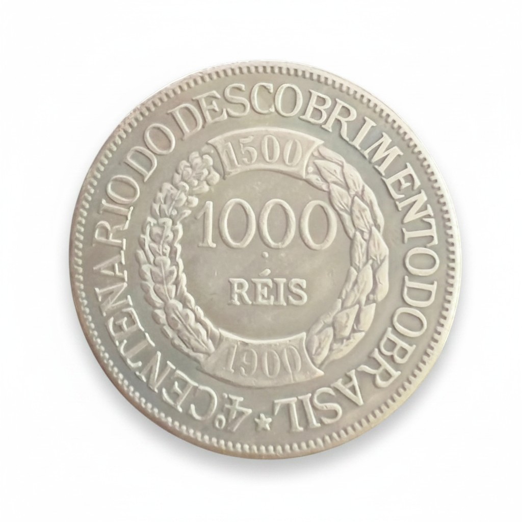 Moeda Antiga Brasil 1000 Réis 1900 Descobrimento