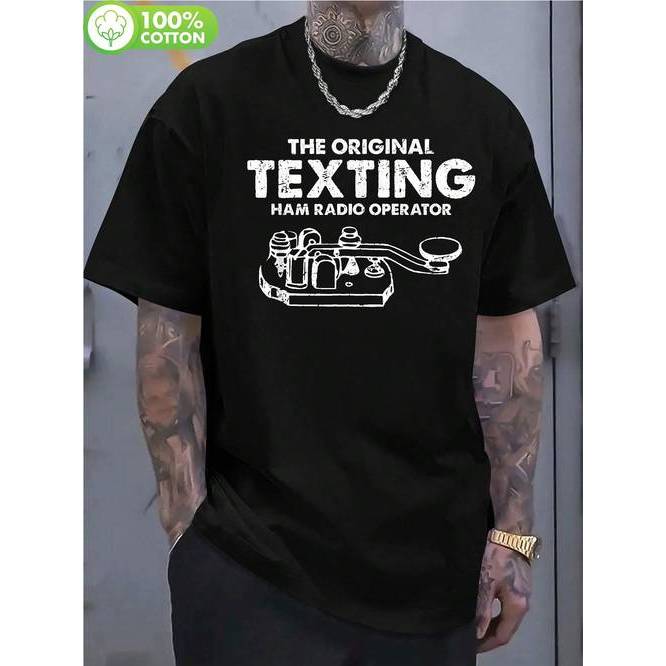 Camiseta Código Morse Radioamador Estampada CW Dash Algodão Confortável Estilosa Moderna Casual
