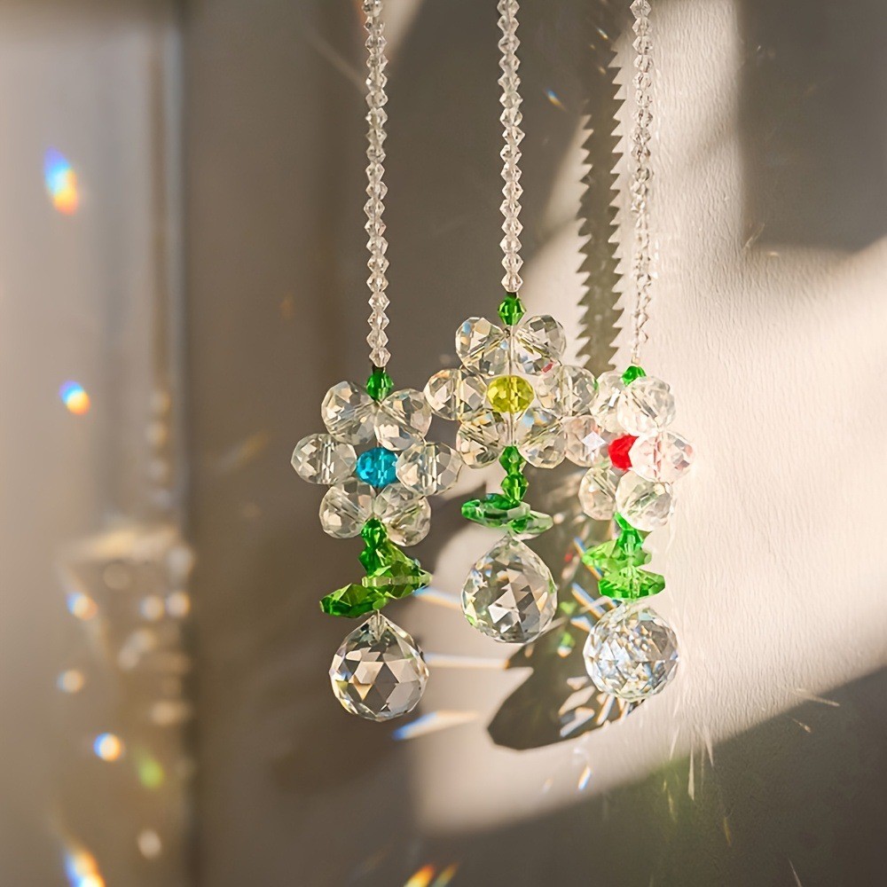 Decoração de janela flores decoração para casa festa Sun Catcher colorido artesanal pendurado decoração cristal artesana