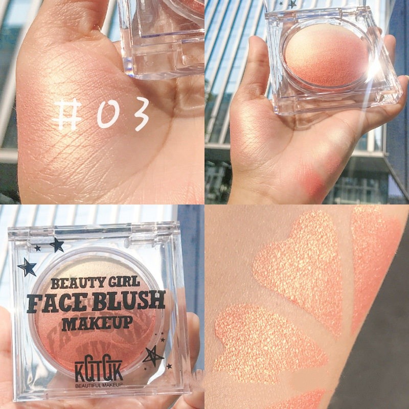 KQTQK KQTQK Coreano Club Blush Rainbow Candy Core Gradiente Alto Brilho Caixa Tudo-em-Um Rosa Laranja Tricolor Apple Mus