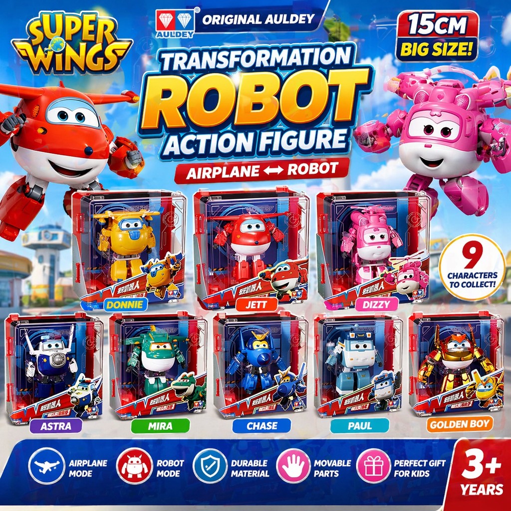 Super Wings Original Auldey Robot Transformation Action Figure Brinquedo Presente Para Crianças