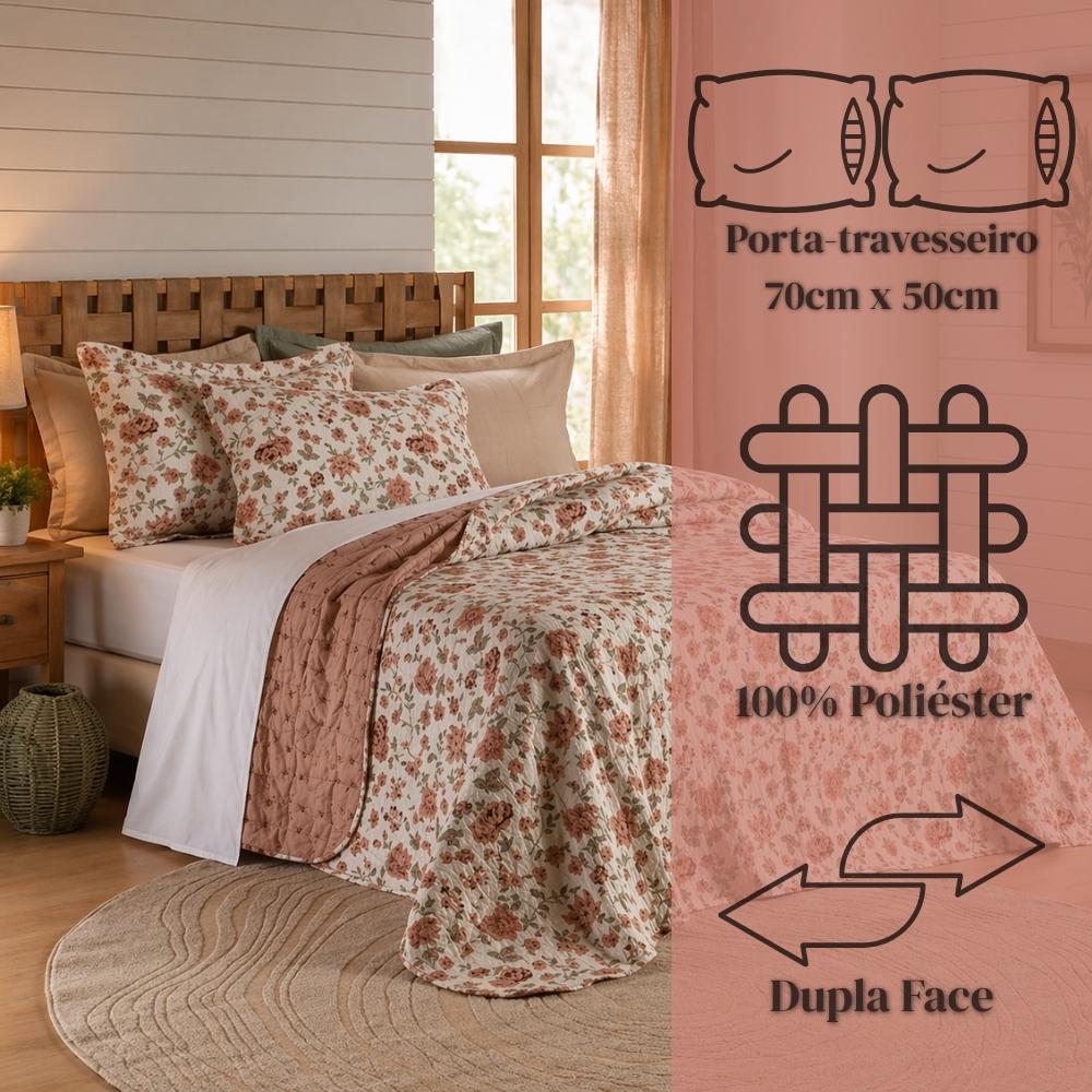 Kit Colcha Cobre Leito 5 Peças super King Dobby Comfort Solteiro Casal Queen Dupla Face cama box quarto estampado — imagem 2 de 2