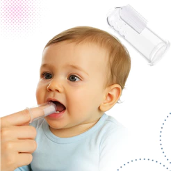 Escova De Dente De Dedo Para Neném Bebe Infantil Cerdas de Silicone Ultra Macio