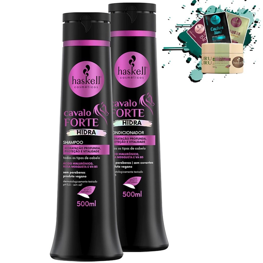 Kit Haskell Cavalo Forte Hidra Shampoo e Condicionador 500ml