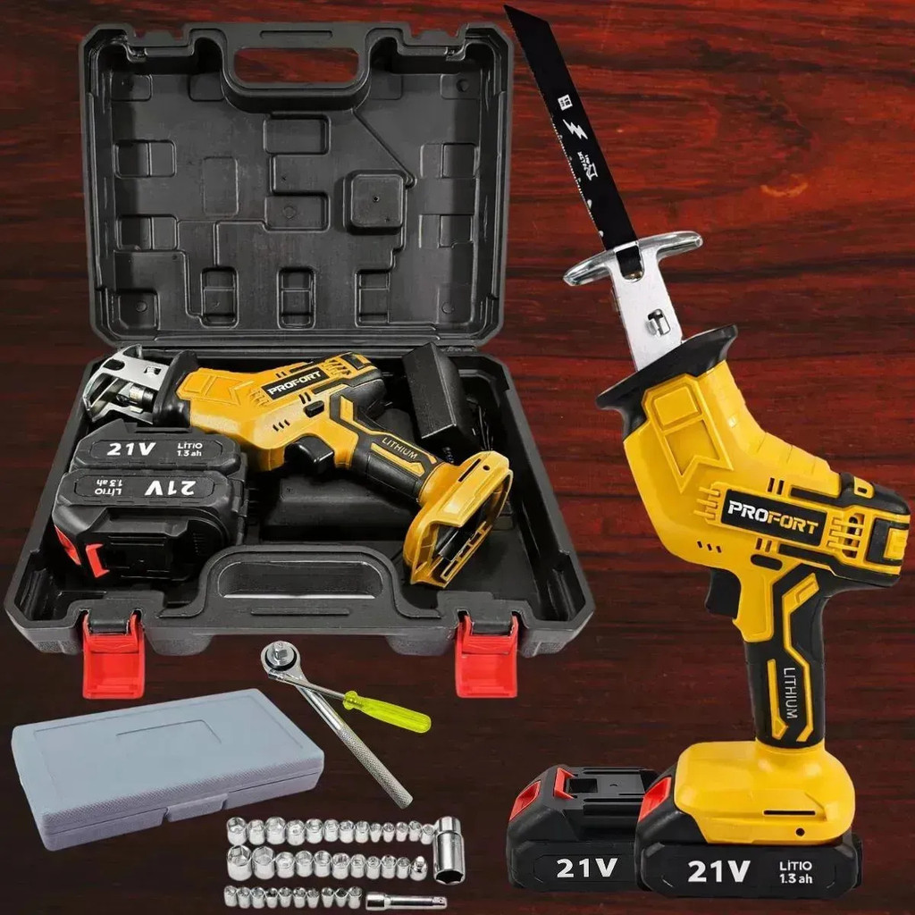 Kit Serra Sabre SSP21 Sem Fio Bivolt com Lâminas + Soquetes 40 Peças Profort
