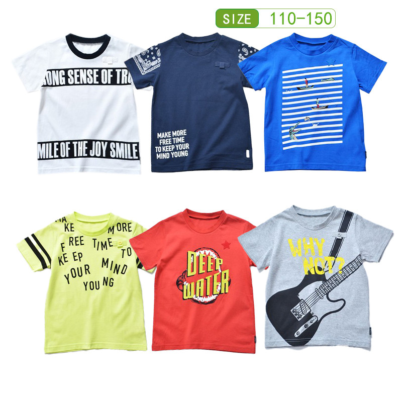 Comércio exterior roupas infantis crianças verão puro algodão manga curta camiseta meninos dos desenhos animados em torn