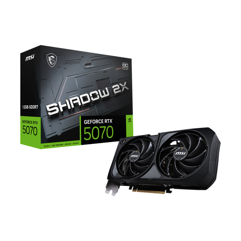 Placa de Vídeo MSI GeForce RTX 5070 Shadow 2X OC, 12GB, GDDR7, 192-bit, 912-V532-076