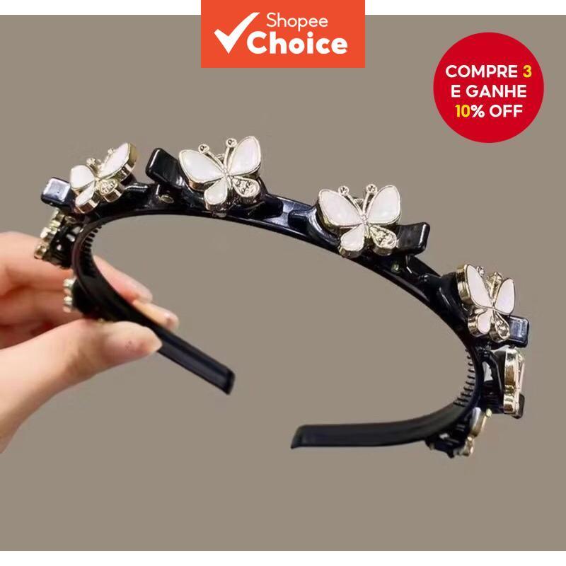 Nova Presilha de Cabelo Trança Faixa Tiara para Franja Modelagem Acessório de Cabelo Preguiçoso - Borboleta