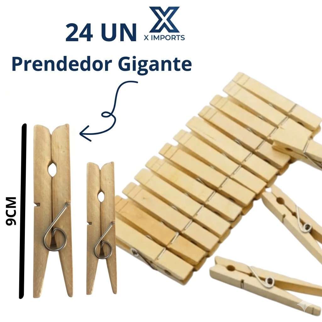 Pregador GIGANTE de Madeira Reforçado – (12 a 120) Unidades | Resistência