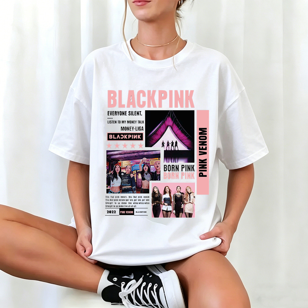 Camiseta Masculina Feminina Estampa Blackpink Pink Venom Born Pink T-shirt Unissex Streetwear Envio Imediato