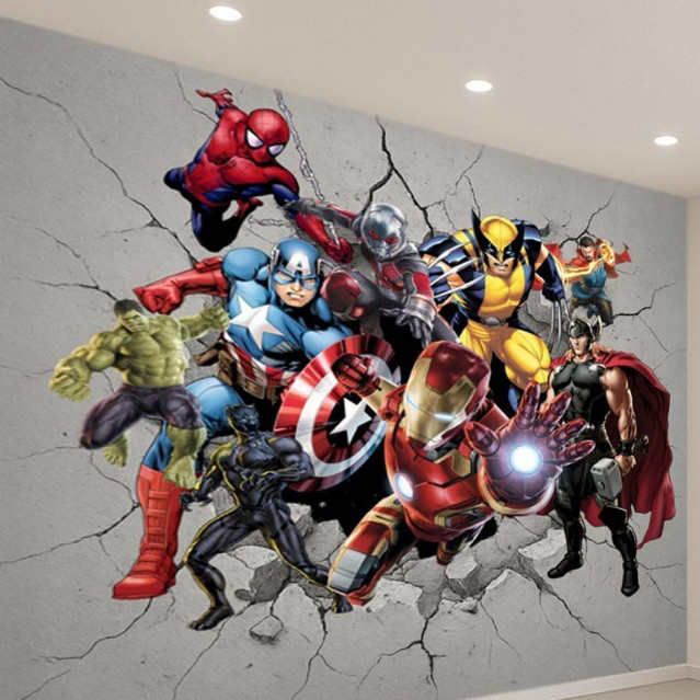 Papel de Parede Tema Herois Marvel Vingadores para quarto de menino + Nome  M² parede total