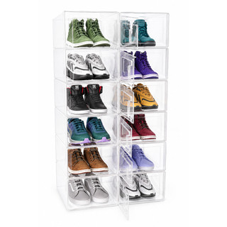 Kit 12 Caixas Organizadoras de Sapato Empilháveis com Gaveta Dobrável Sapateira Closet Volini
