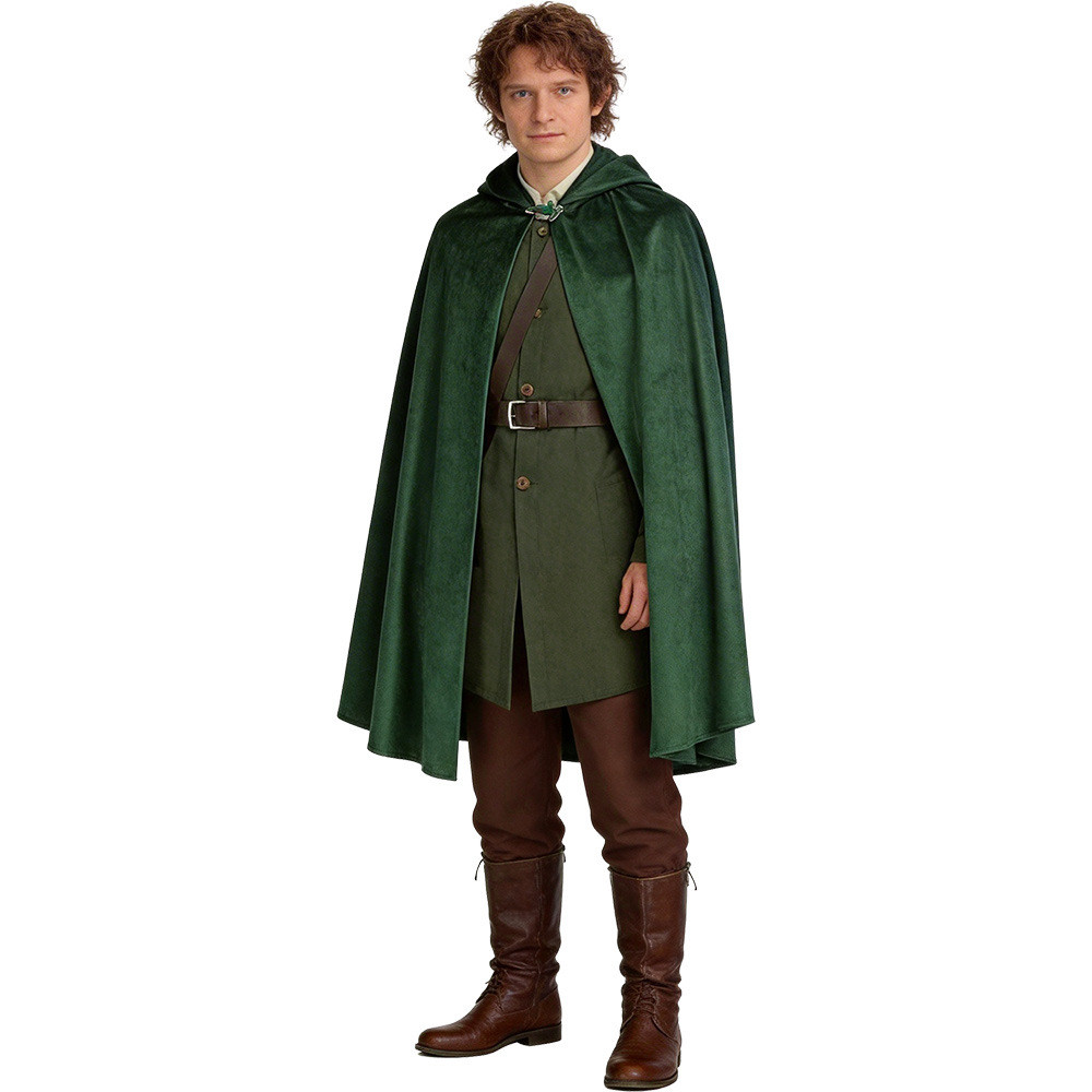 Fantasia De cosplay Do Senhor Dos Anéis E O Hobbit Frodo Capa Com Capuz Verde Roupa De medieval Completa Perfeita Para D