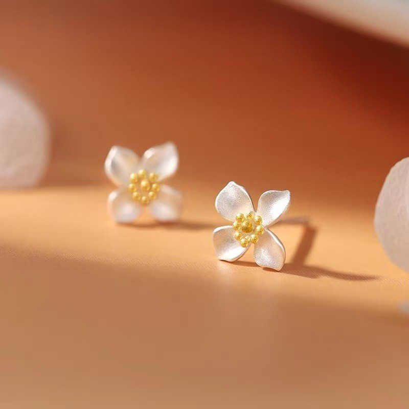 Brincos de prata esterlina S925 simples joias da moda presente para mulheres