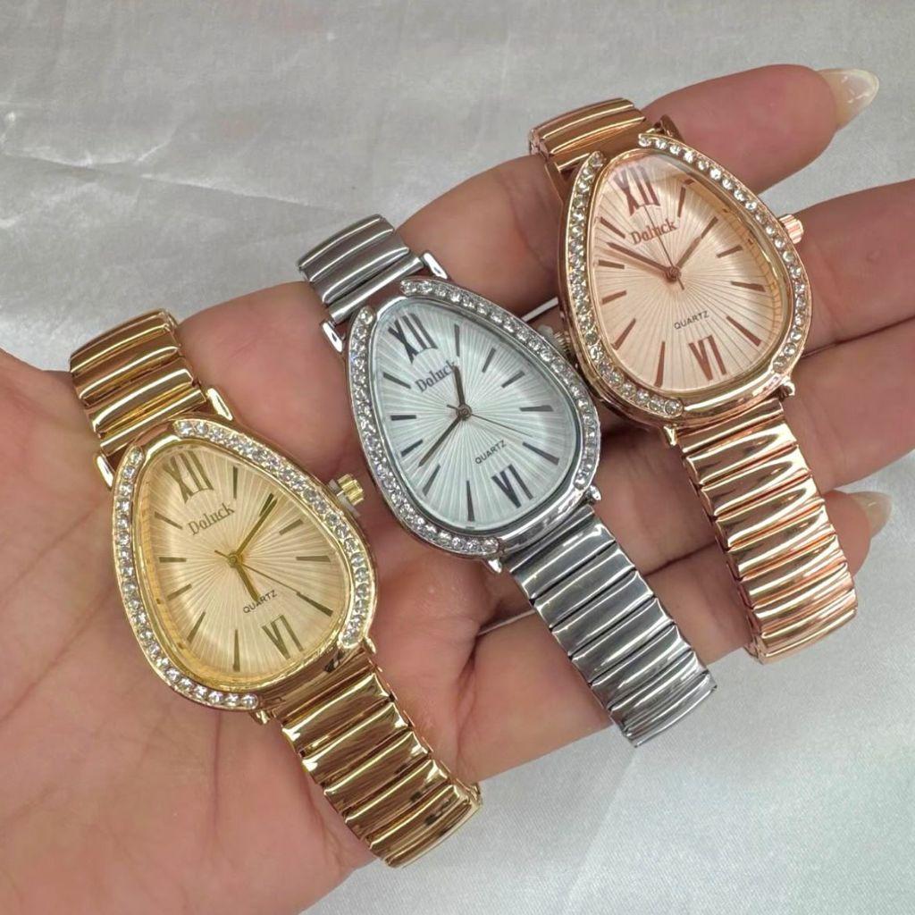 Relógio Feminino Inspiração Pulseira De Elástico Cobra