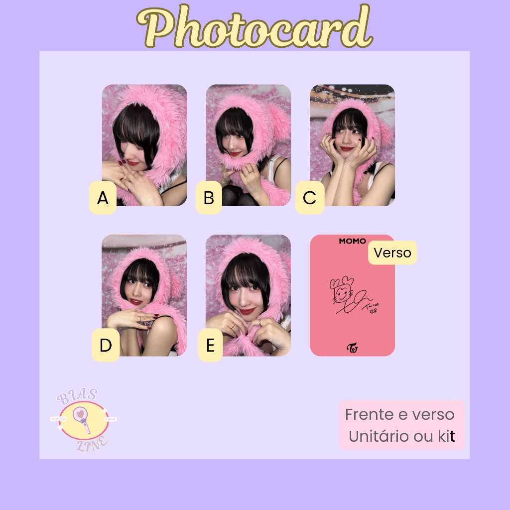 Photocard Fanmade Twice Momo | K-pop | Papel Fotográfico Laminado | Unidade ou Set