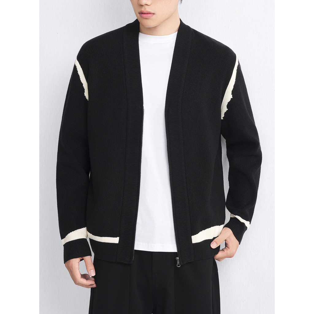 Momaike Multimi Fleece Sweater Cardigan Jaqueta Masculina High-End Top Primavera Outono Estilo Malhas Jaqueta Masculina