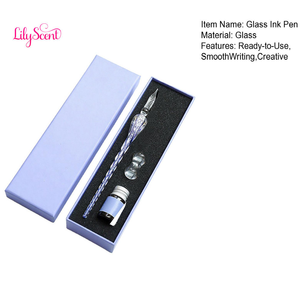 Hand-carved Glass Pen Ink Dip Set with – Handmade Calligraphy Fountain for Smooth Writing Lettering Journaling Drawing — imagem 2 de 2