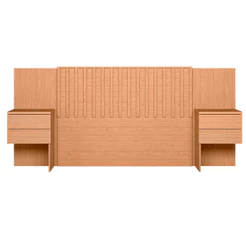 Cabeceira Ripada Olinda Moderna Modular 234x300 Para Quarto de Casal 4 Gavetas Freijo - Albatroz