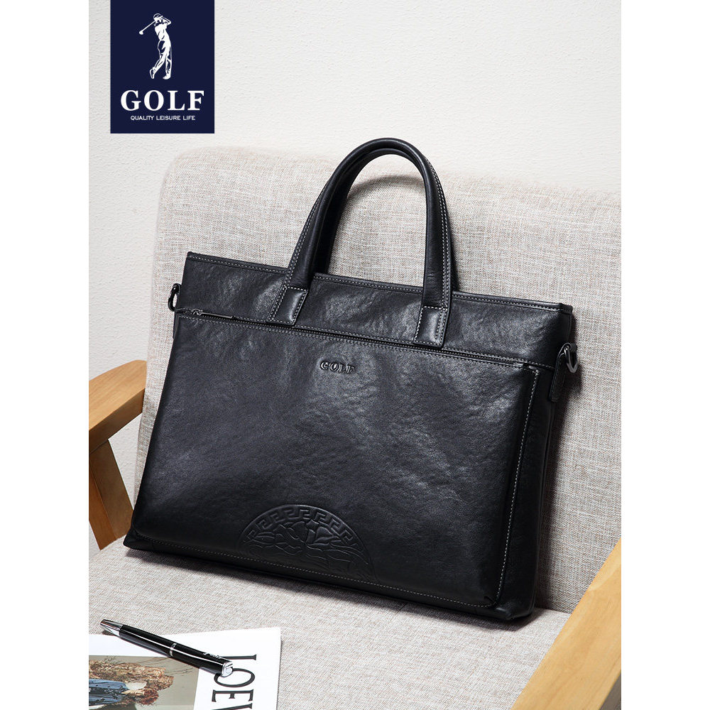 Pasta de golfe masculina novo estilo couro genuíno grande capacidade bolsa de negócios primeira camada saco de couro neg