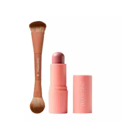Kit Mascavo Maquiagem Pincel 01+ Flush Blush Bastão Oak 6G