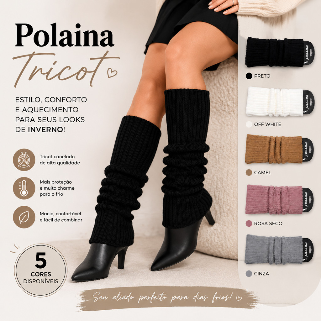 Polaina Feminina Tricot Inverno pilates Ballet Fitness Casual