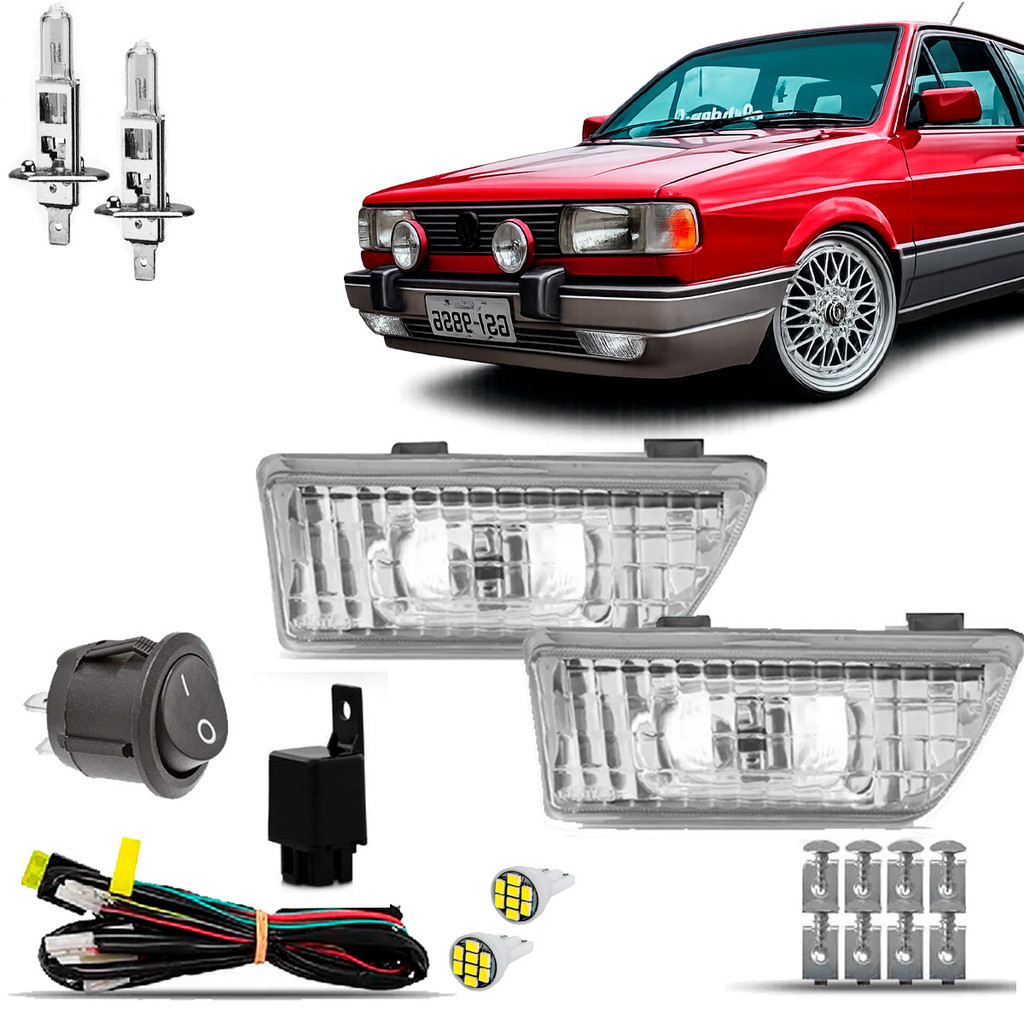 Kit Farol De Milha Neblina Auxiliar Farolete Completo Gol Voyage Saveiro G1 Quadrado  87 88 89 90 91 92 93 94 motorista