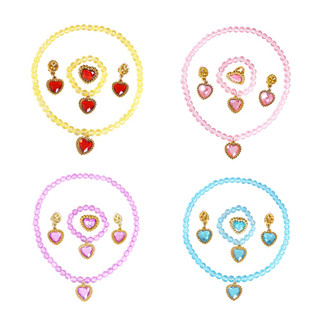 Conjunto de 5 Peças/Colar de Princesa Disney para Crianças, Pulseira, Anel e Brincos de Princesa Fofos