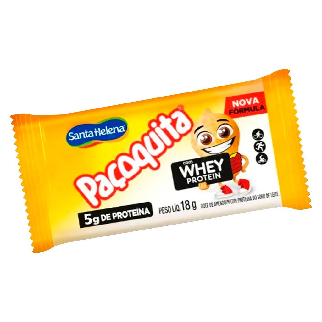 Paçoca Quadrada Paçoquita com Whey Protein c/8 - Santa Helena