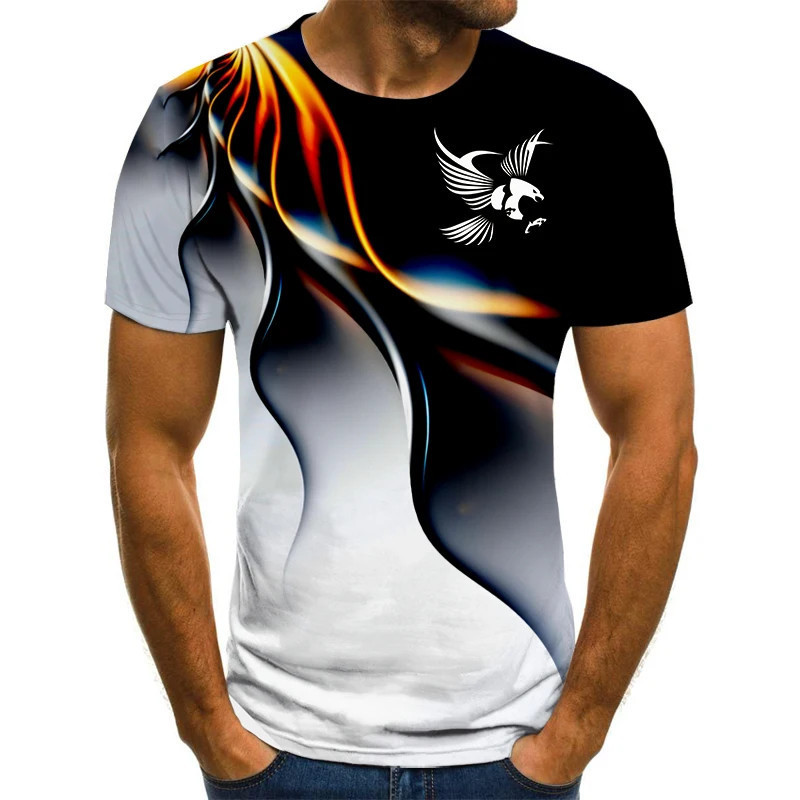 Eagle 3D Impressão Camiseta Masculina Respirável Rua Harajuku Streetwear Manga Curta Casual Oversized Topos