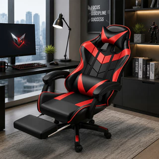 Cadeira Gamer Ergonômica Profissional Reclinável com Apoio para Pés e Altura Ajustável para Escritór