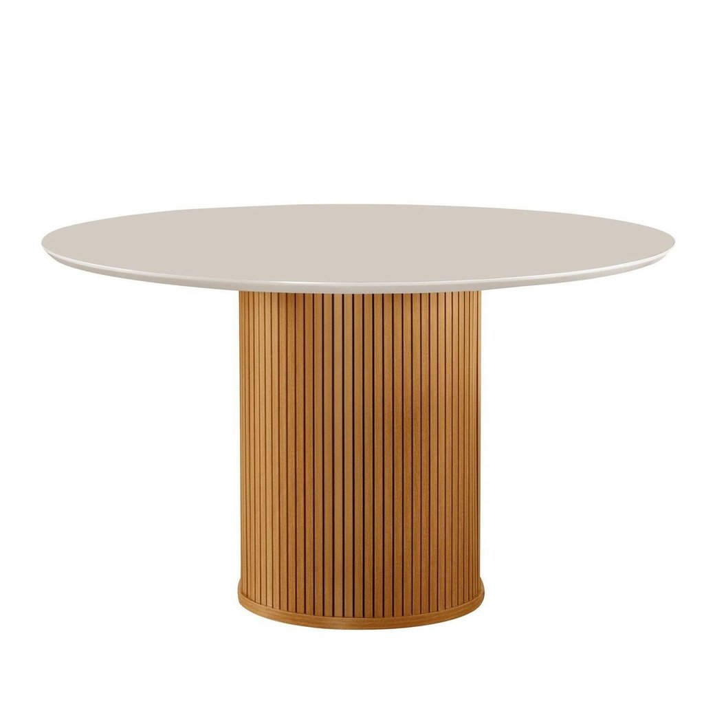 Mesa para Sala de Jantar Tampo com Vidro Dara Marrom/Castanho Cinamomo/Off White