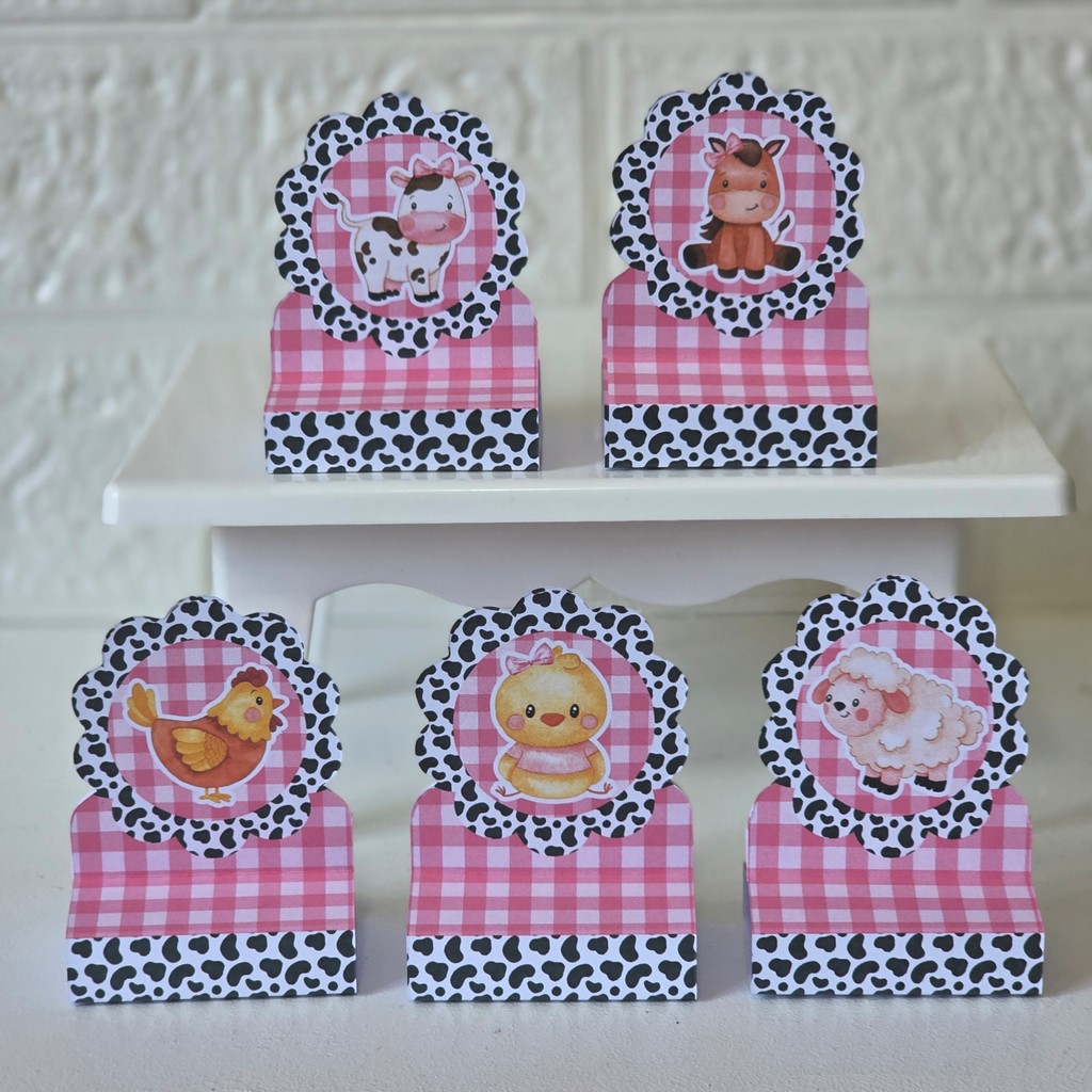 Porta bis duplo Fazendinha ROSA MENINA - PEGUE E MONTE - kit festa lembrancinhas mimos decoração