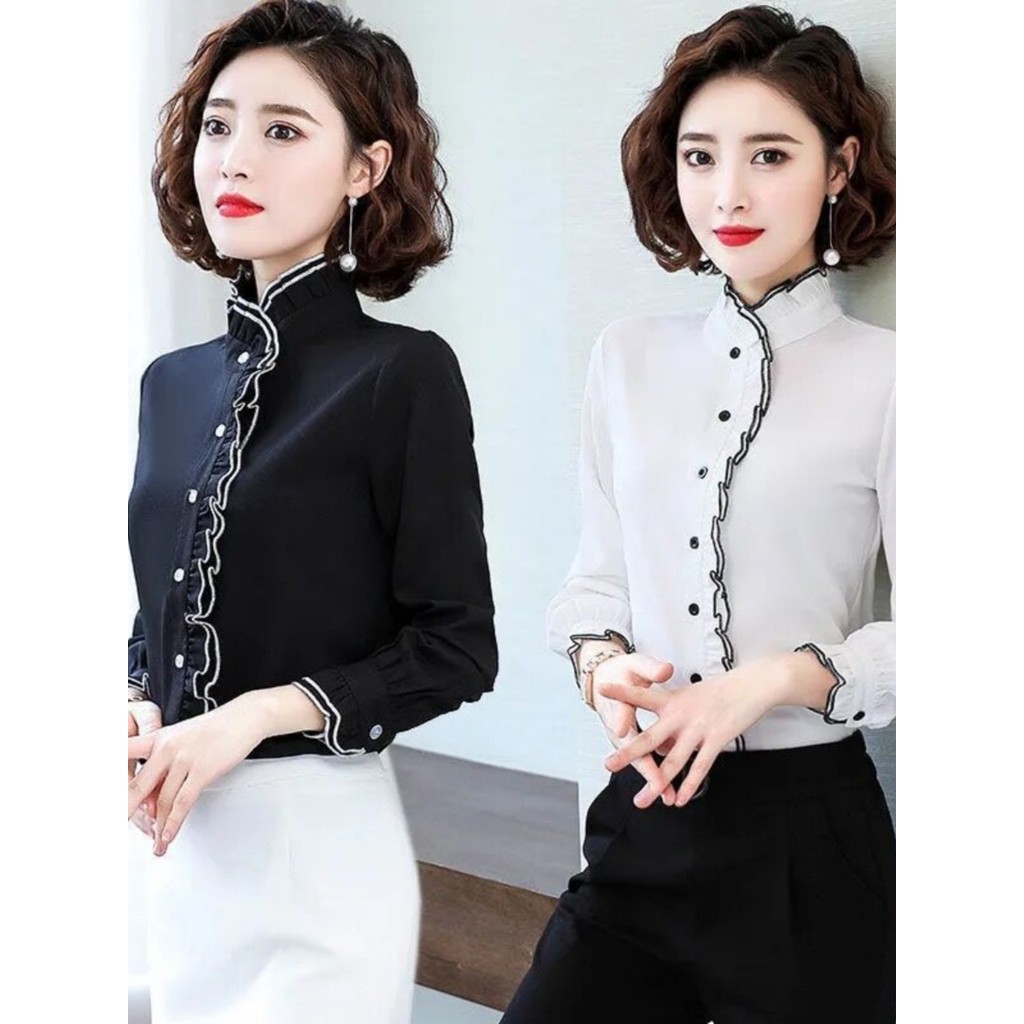 Moda camisa branca feminina primavera estilo coreano moda fungo borda camisa de fundo feminino 2026 novo estilo feminino