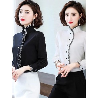 Moda camisa branca feminina primavera estilo coreano moda fungo borda camisa de fundo feminino 2026 novo estilo feminino