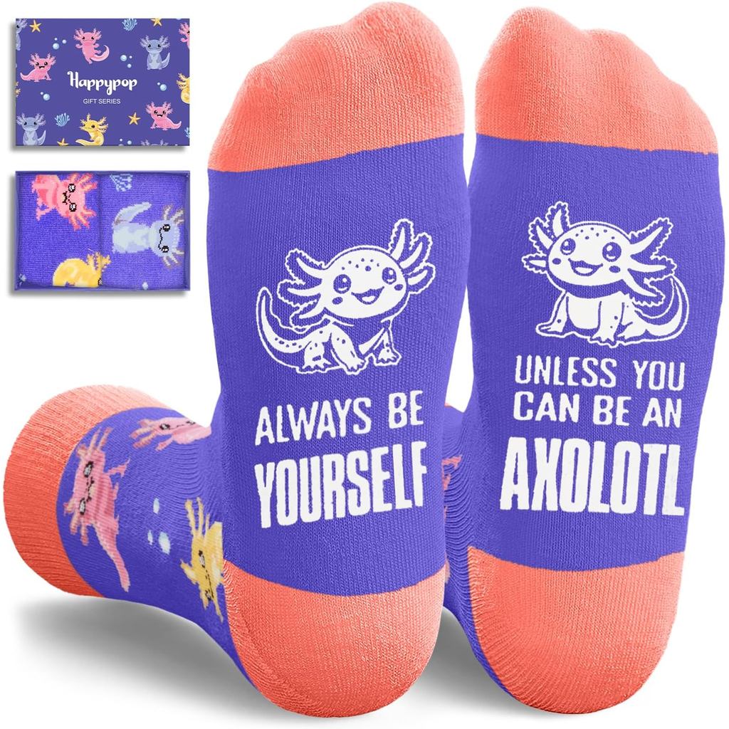 HAPPYPOP Presentes de Animais para Mulheres e Homens - Meias de Água-Viva, Tartaruga, Pinguim, Sapo, Axolote