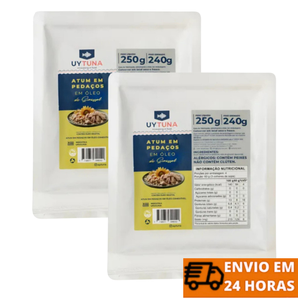 Kit Atum Uytuna Uruguaio Em Pedaços Em Óleo De Girassol 250g - 2 Unidades