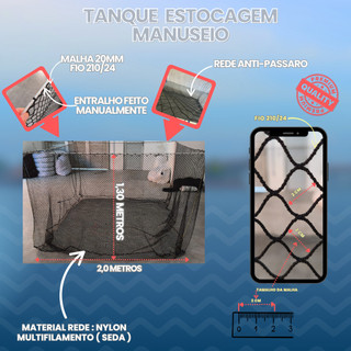 Tanque Rede Estocagem Manuseio 20mm 2,00x2,00x1,30 + Tampa