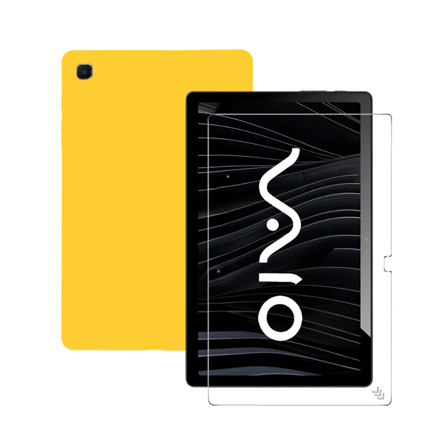 Kit Capa de Silicone + Película Vidro p/Tablet Vaio TL10 10.4 Amarelo Resistente
