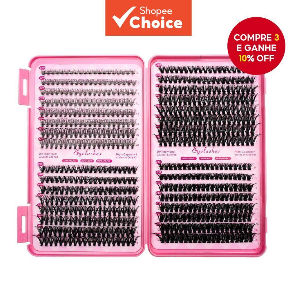  Conjunto de Cílios Postiços DIY 8-16mm, 30D-40D-50D-60D-80D Grande Capacidade 640 Feixes Cílios em Forma de D.