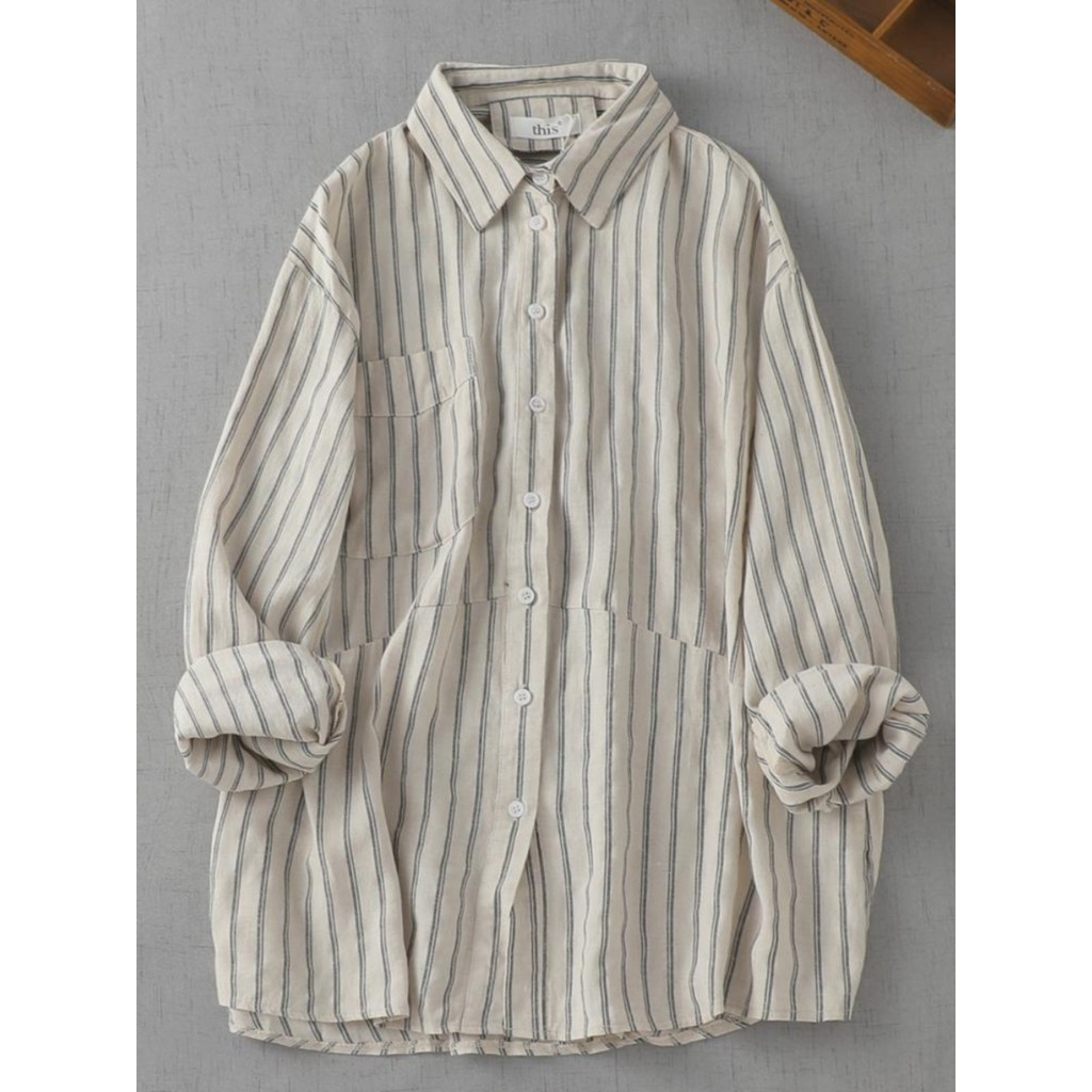 High-End comércio exterior pedido Original exportação feminina primavera linho camisa de manga comprida tamanho grande m