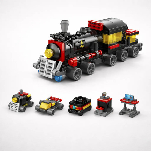 Blocos De Montar Mini Trem Locomotiva 118 Peças 6 Em 1 118 Locomotiva
