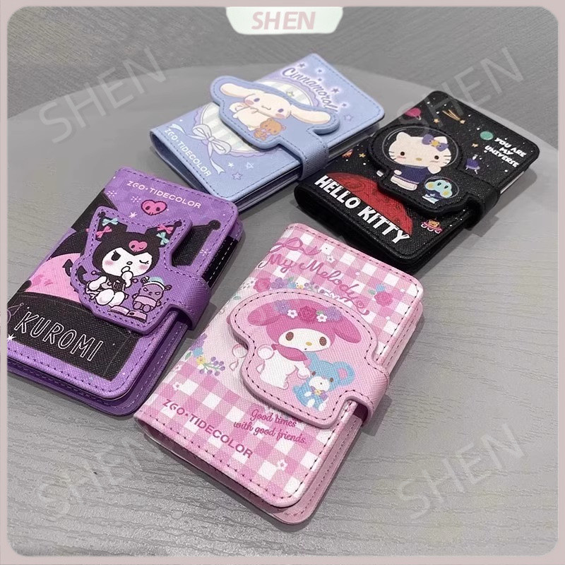 Ela shen. Porta-cartões hellokitty feminino fofo canela cachorro porta-cartões multicartão bolsa de armazenamento Kuromi