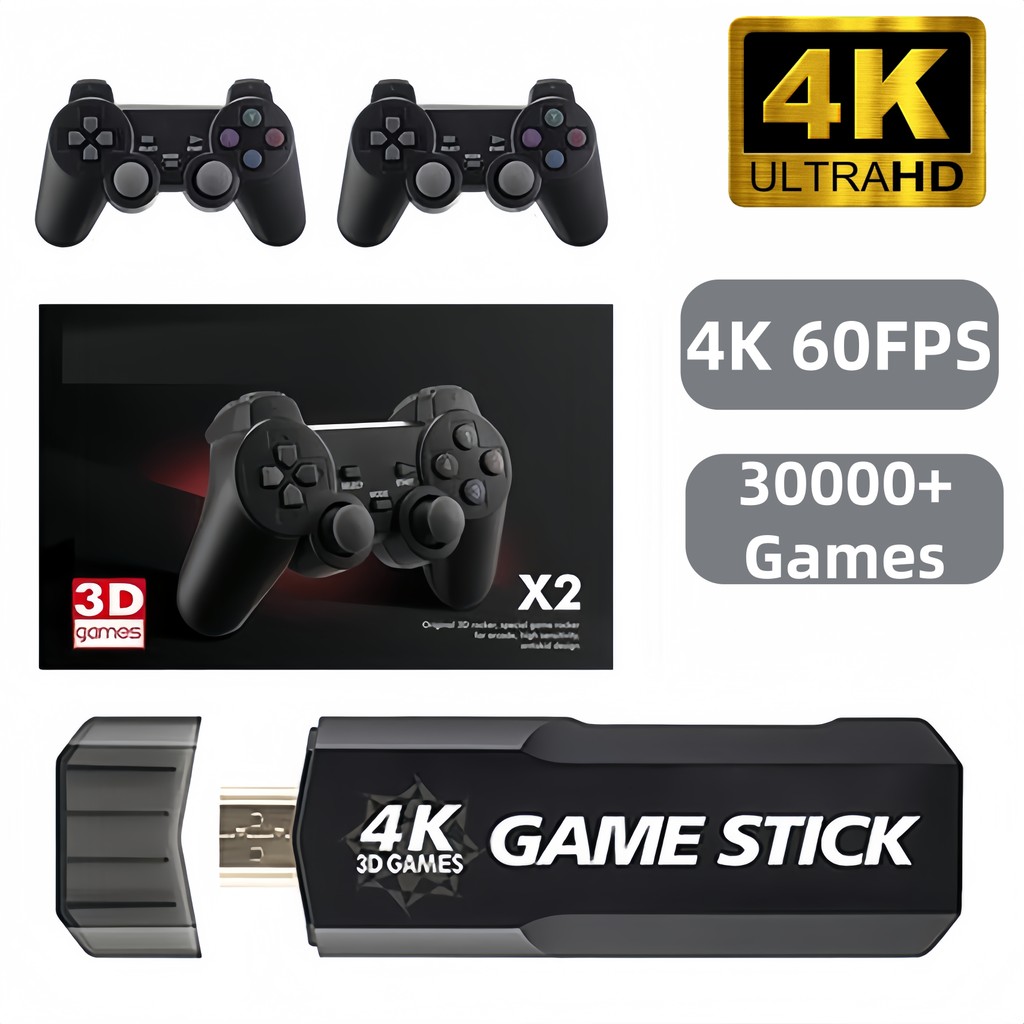 Video Game Stick  4K 2-Console 64GB – 30000+ Jogos + 2 Controles | Entrega Imediata | Retrô PSP
