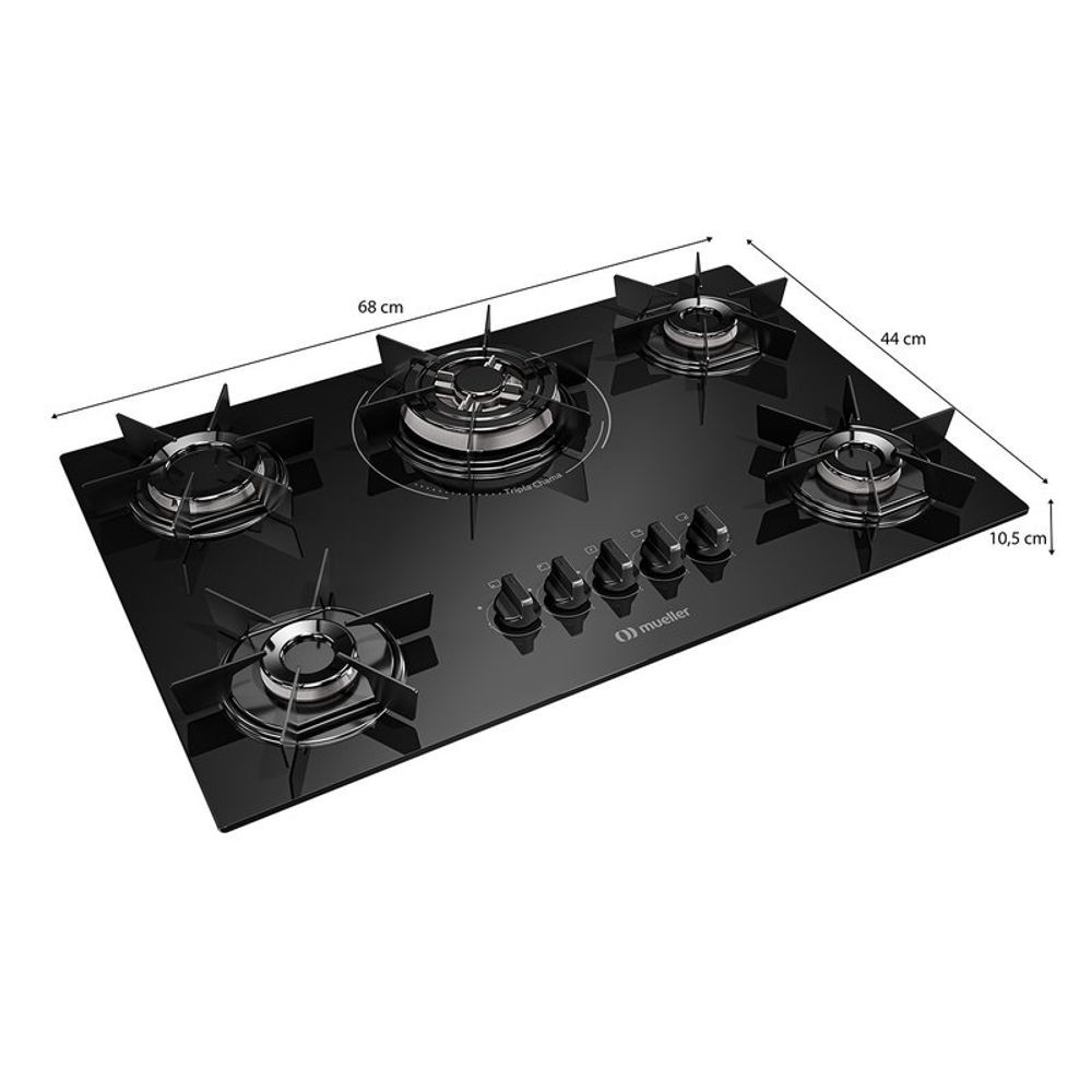 Cooktop Mueller MCGSBC 5 Bocas a Gás Tripla Chama Bivolt - 610003614 — imagem 2 de 2