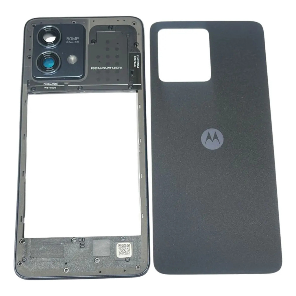 Carcaça Lateral + Tampa Traseira Para Motorola G84 Grafite Cinza