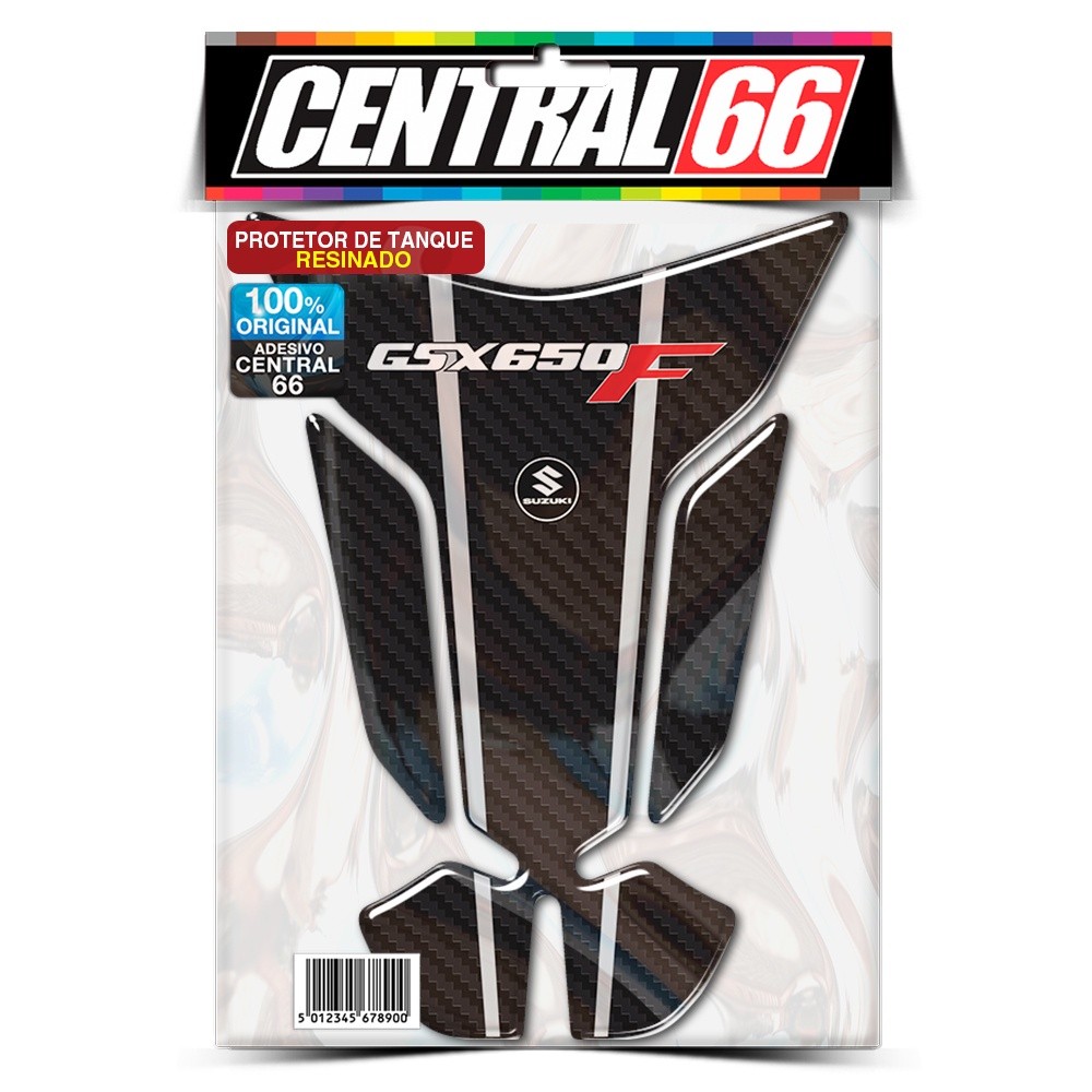 Tankpad Adesivo Resinado Moto Suzuki GSX 650F Preto Prata F Verm Protetor de Tanque Alto Relevo Automotivo