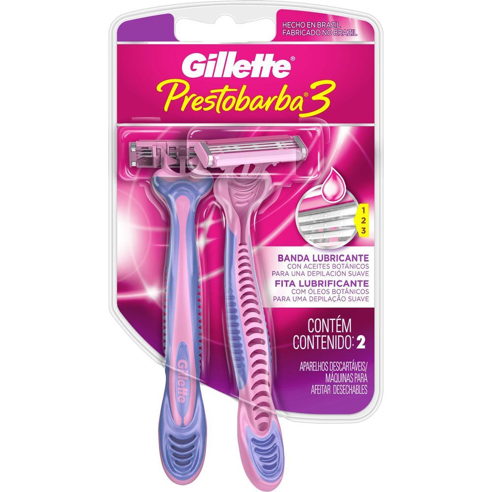 Aparelho de Depilar Descartável Feminino Gillette Prestobarba3 2 unidades em Oferta na Shopee