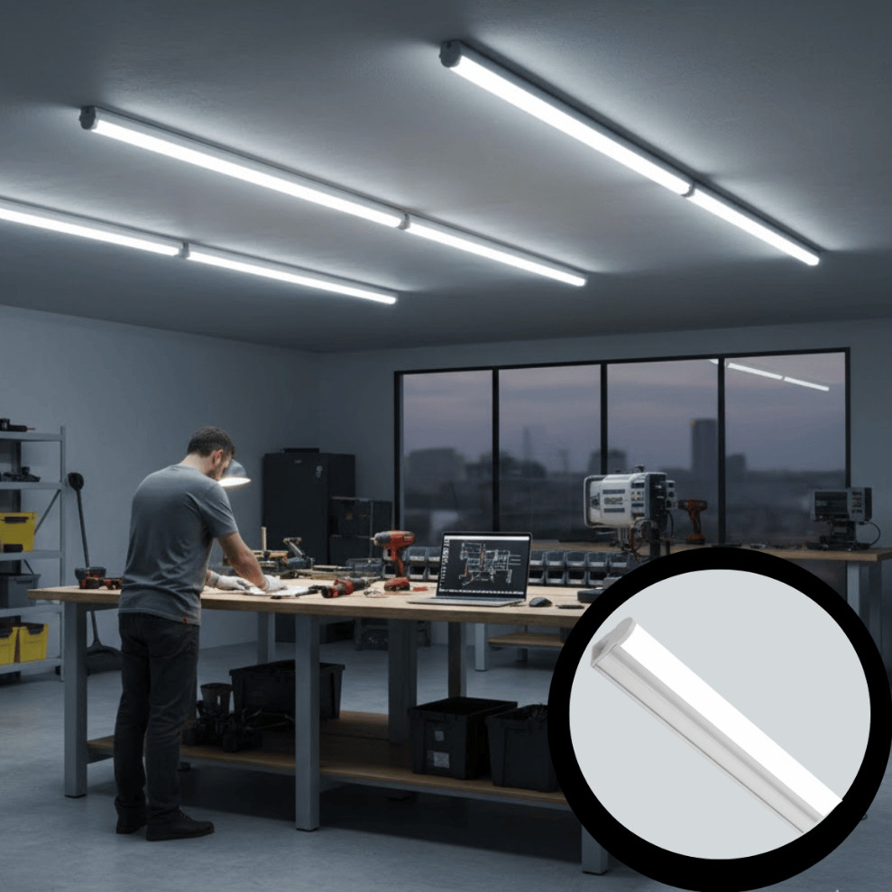 Lâmpada Tubular T8 com Calha Prata 20w 120cm Sobrepor LED Branco Frio 110v 220v Luz de teto