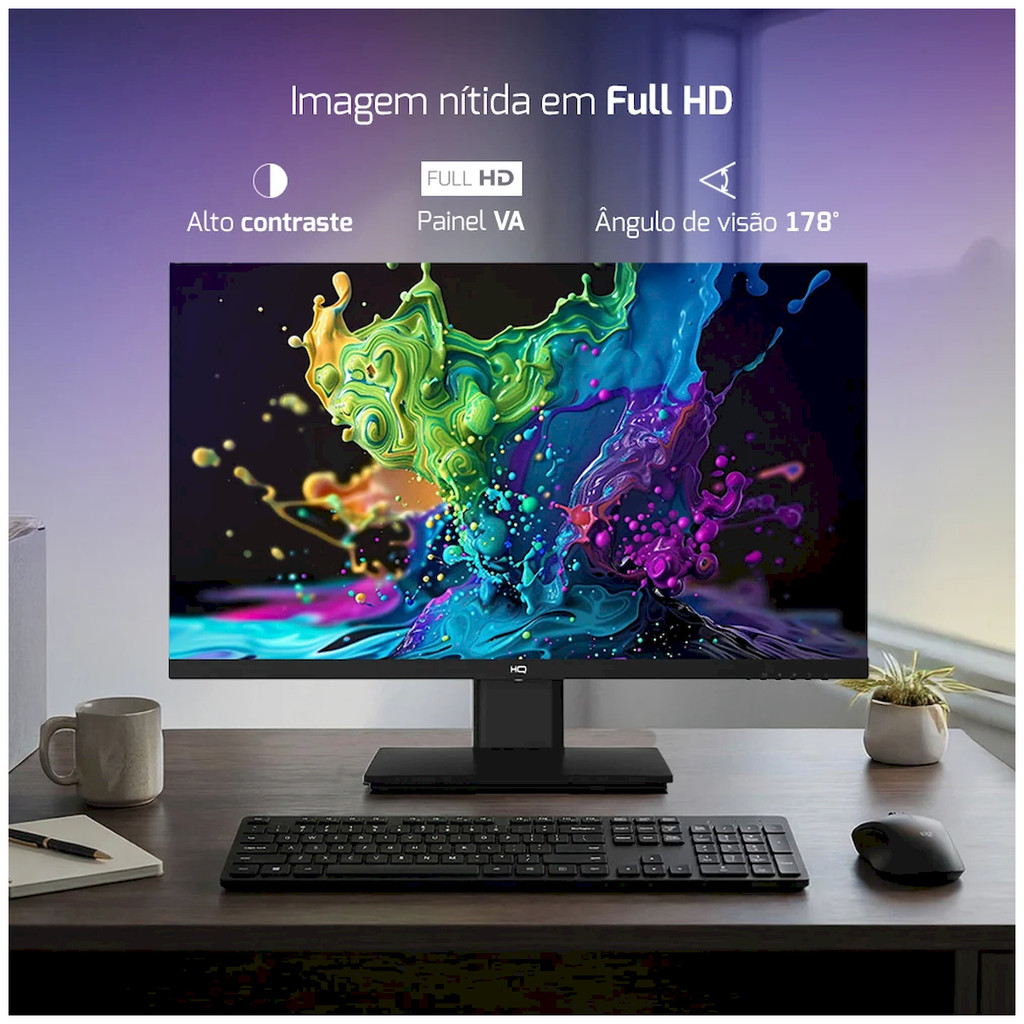Monitor Gamer Hq Pro, 24 Pol, VA, Full HD, 5ms, 100Hz, HDMI/VGA, Preto, M24100HQ — imagem 2 de 2